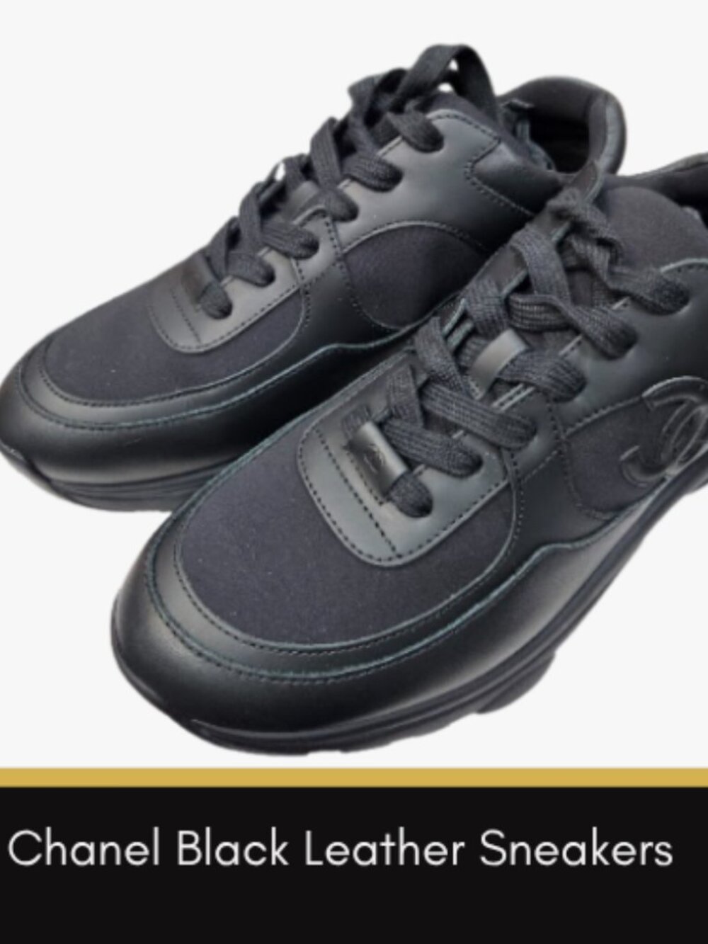 Chanel Black Leather Sneakers